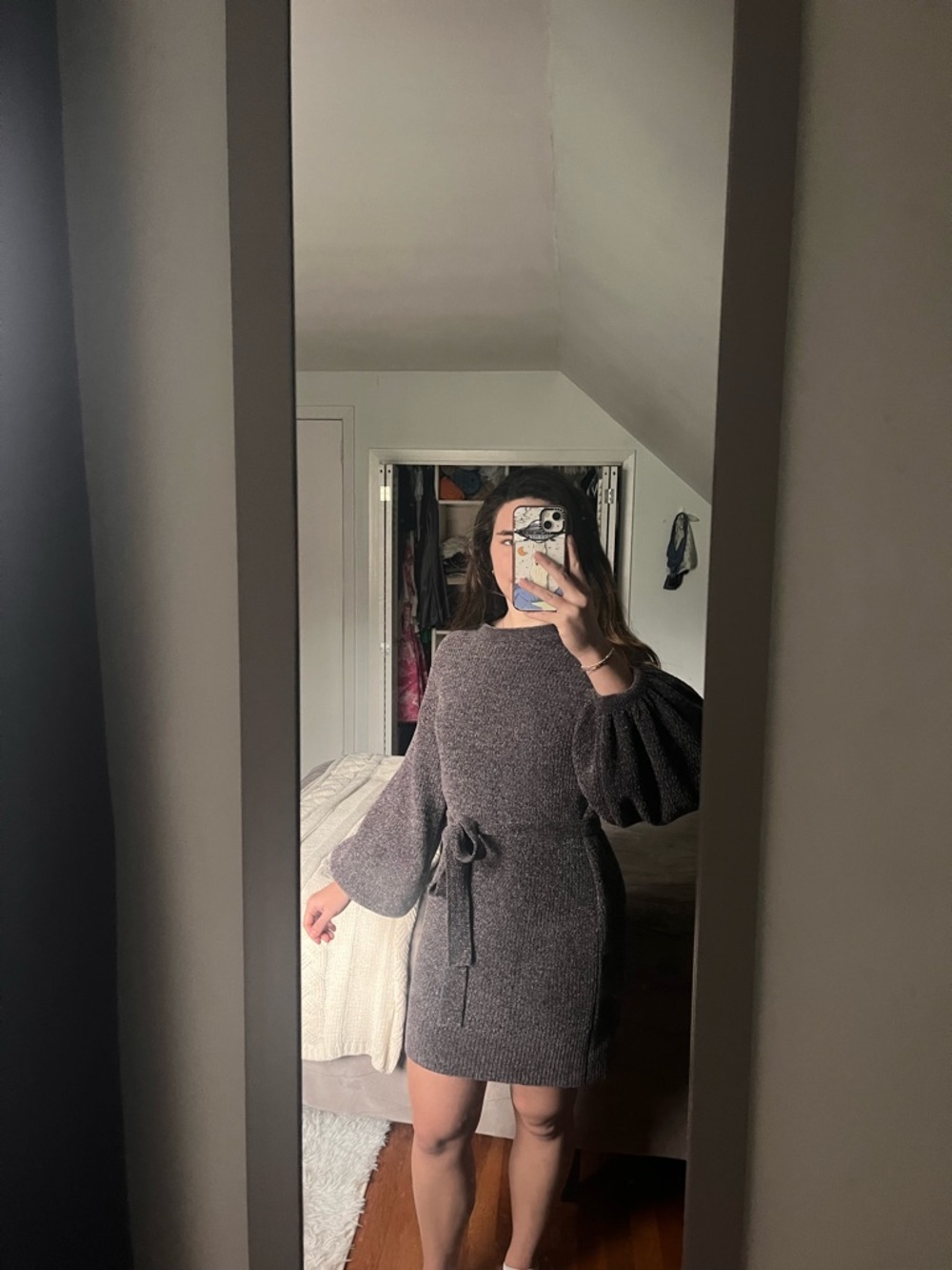 Something Navy Sparkle Knit Dress in Charcoal
